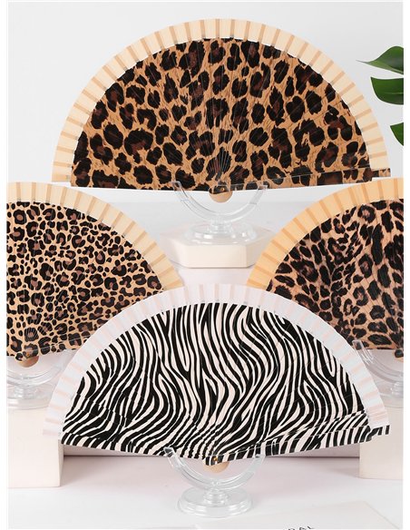 Abanico madera animal print