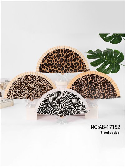 Abanico madera animal print 2