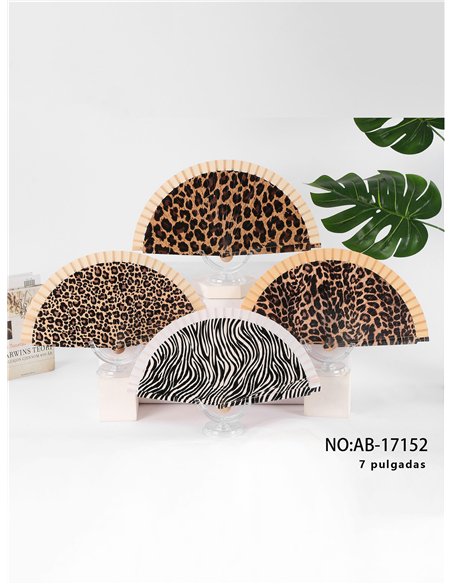Abanico madera animal print