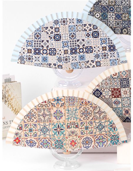 Abanico madera azulejo