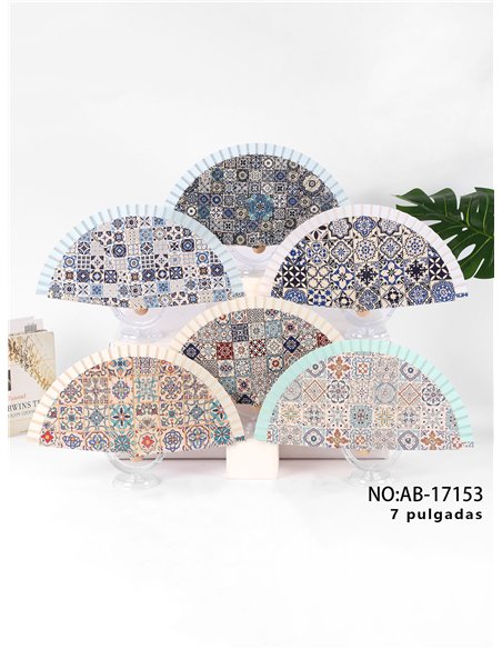 Abanico madera azulejo