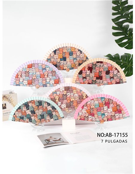 Abanico madera gatos multicolor