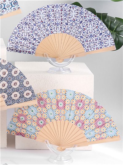 Abanico madera mosaico