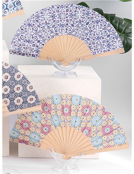 Abanico madera mosaico