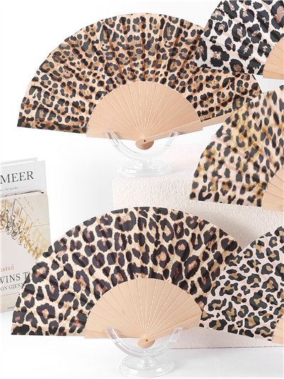 Abanico madera leopardo clásico