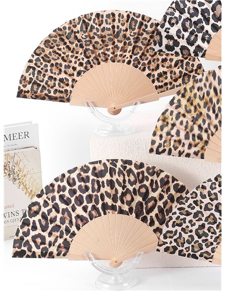 Abanico madera leopardo clásico