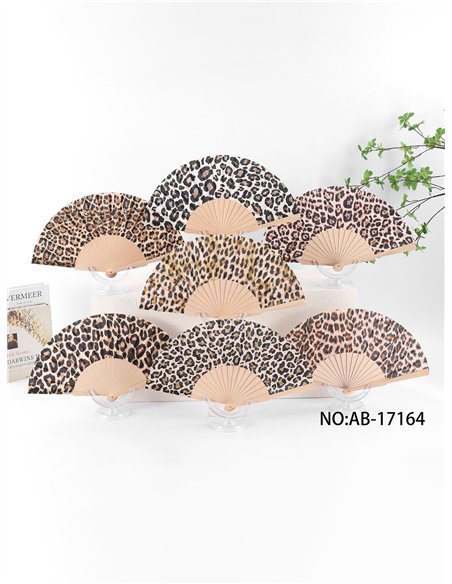 Abanico madera leopardo clásico