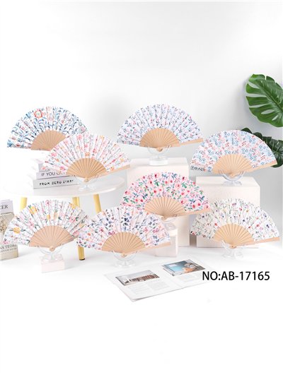 Abanico madera flores pastel 2