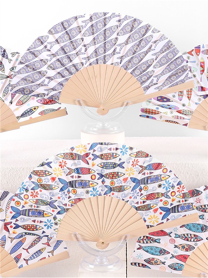 Abanico madera peces coloridos