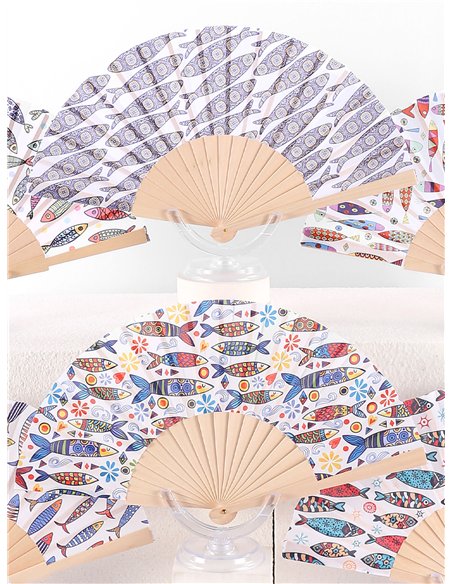 Abanico madera peces coloridos