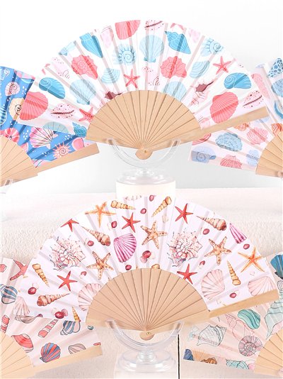 Abanico madera conchas marinas