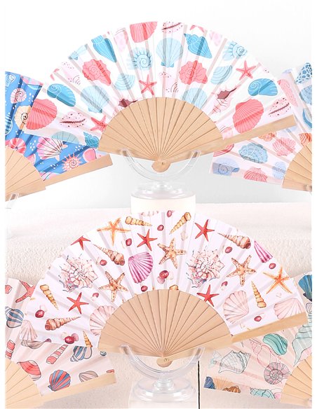 Abanico madera conchas marinas