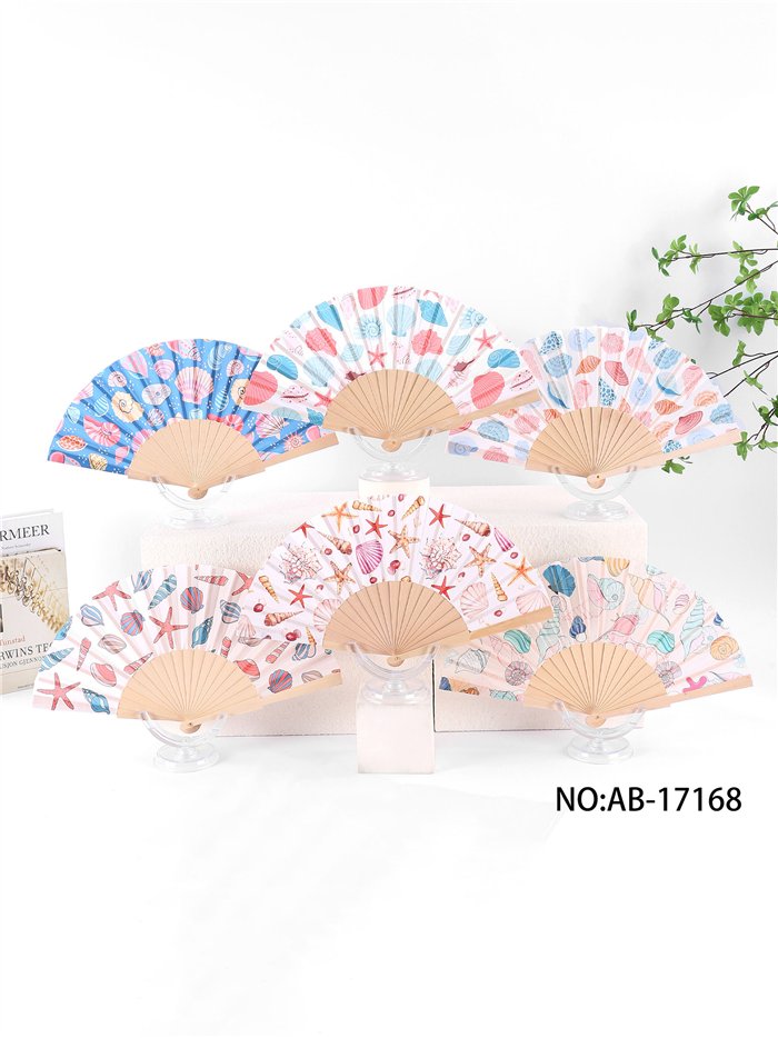 Abanico madera conchas marinas