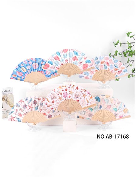 Abanico madera conchas marinas