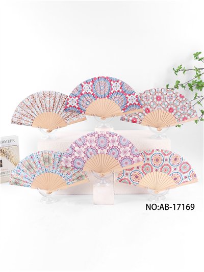 Abanico madera mandala floral 2
