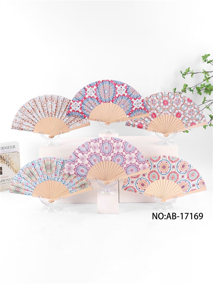 Abanico madera mandala floral