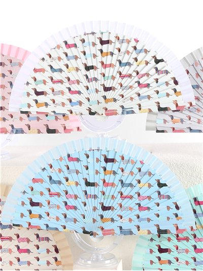 Abanico madera perro salchicha