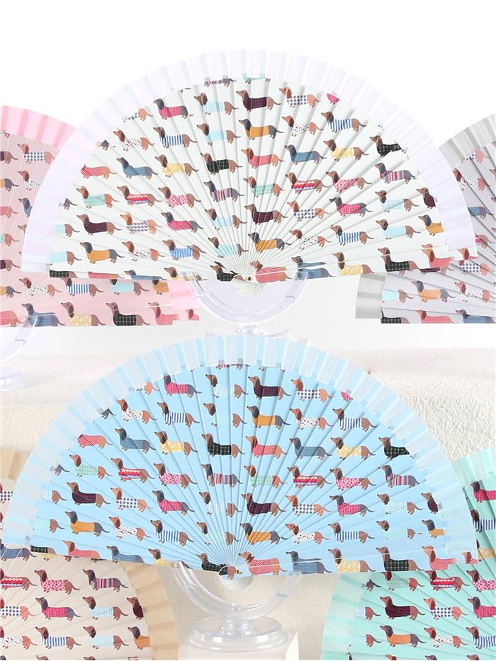 Abanico madera perro salchicha