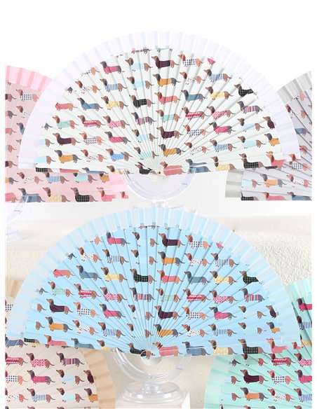 Abanico madera perro salchicha