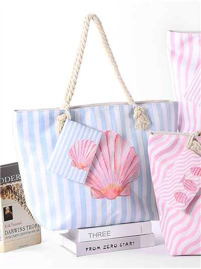 Coastal stripe beach tote