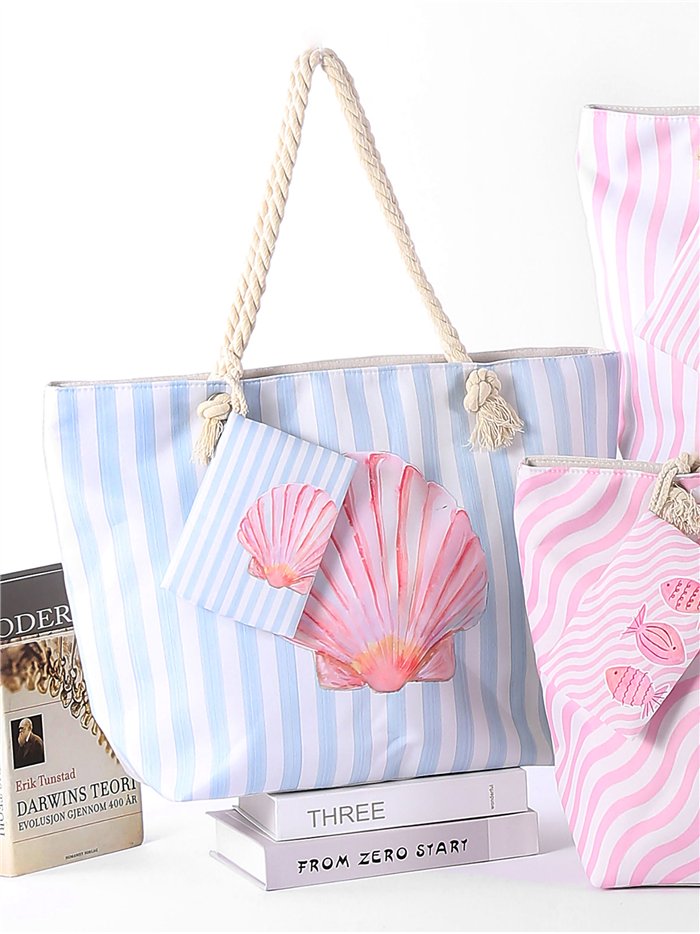 Coastal stripe beach tote