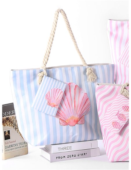 Coastal stripe beach tote