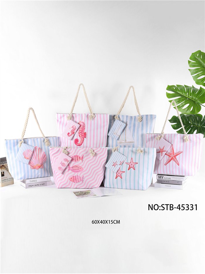 Coastal stripe beach tote