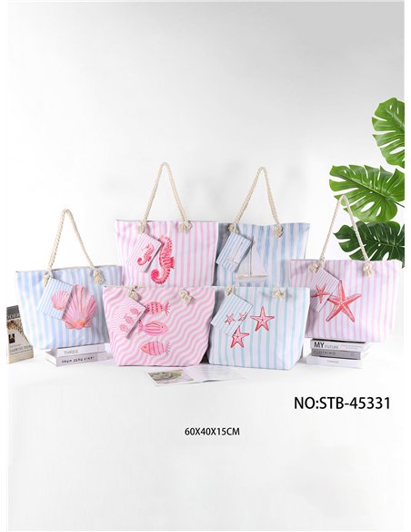 Coastal stripe beach tote
