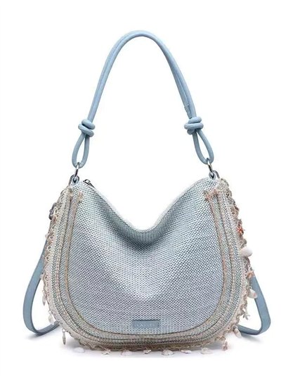 Bolso hobo efecto rafia con abalorios