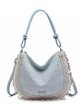 Bolso hobo efecto rafia con abalorios