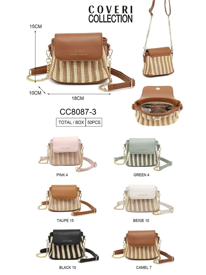 Mini striped flap crossbody bag