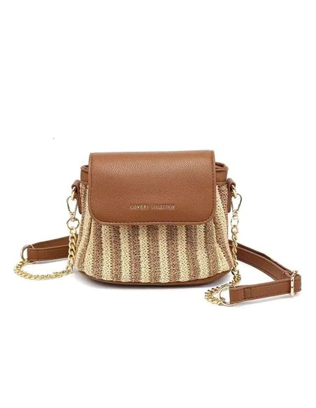 Mini striped flap crossbody bag