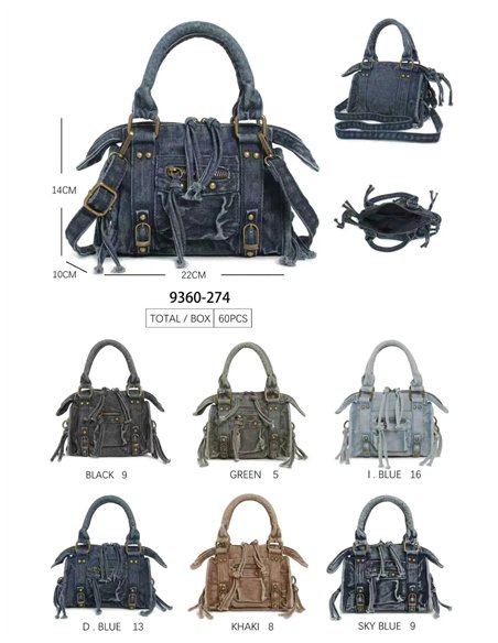 Sac à main vintage en denim à franges