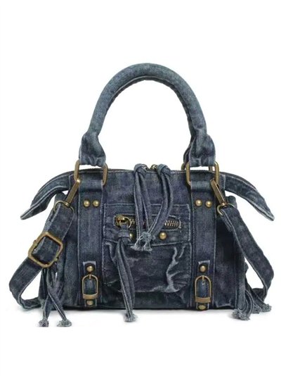 Sac à main vintage en denim à franges