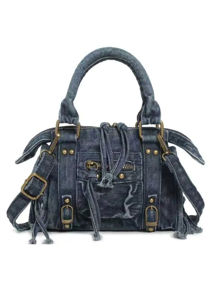 Sac à main vintage en denim à franges