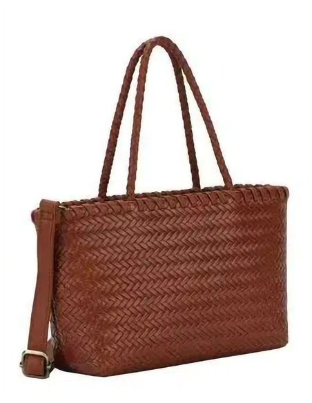 Bolso shopper trenzado mediano