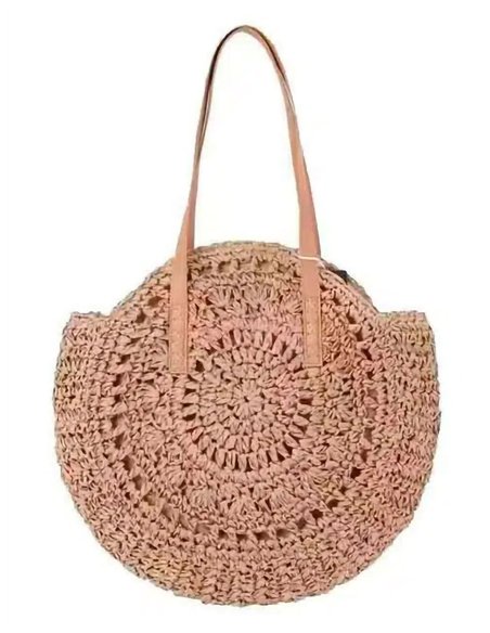 Bolso shopper redondo de rafia