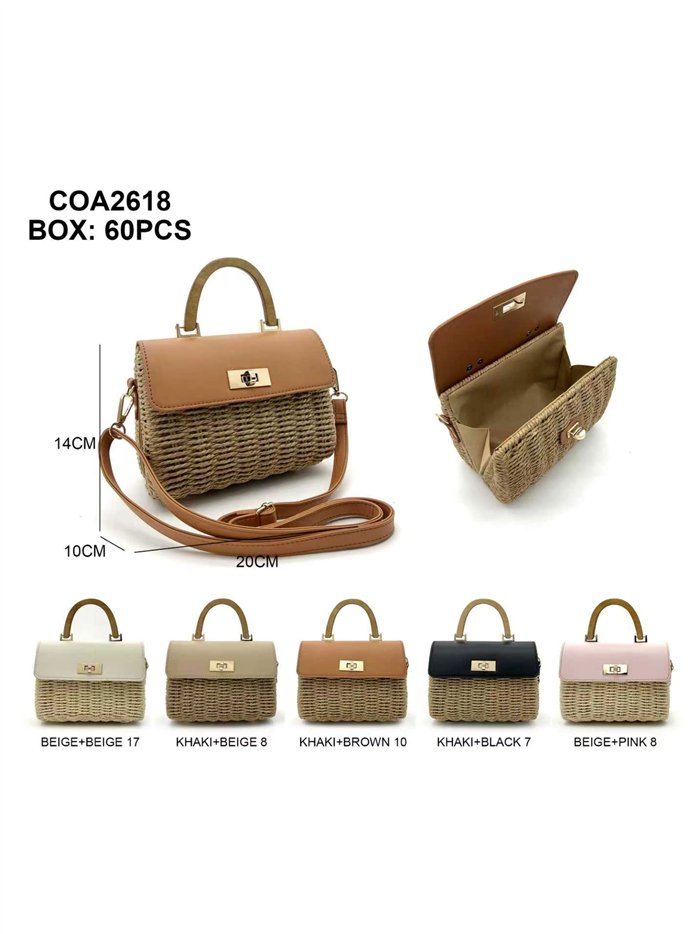 Bolso de mano de rafia con solapa