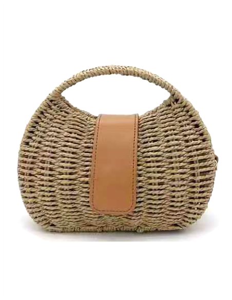 Bolso bandolera ovalado de rafia