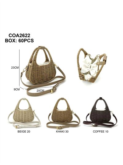 Bolso mini de rafia con asas redondas