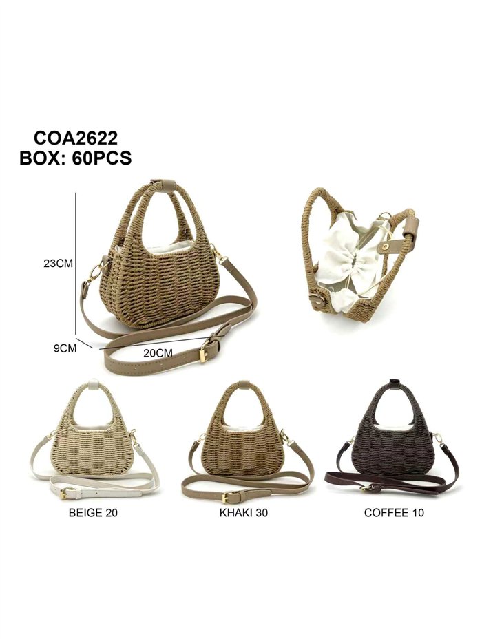 Bolso mini de rafia con asas redondas