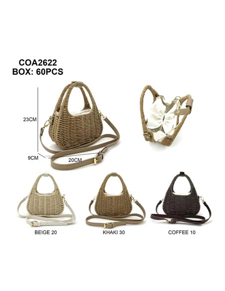 Bolso mini de rafia con asas redondas