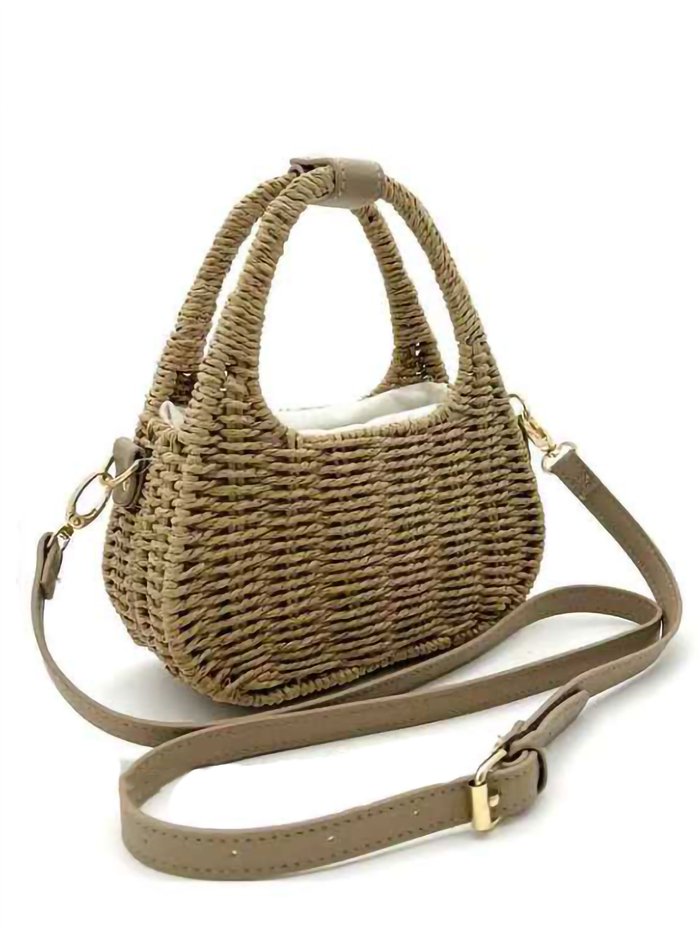Bolso mini de rafia con asas redondas