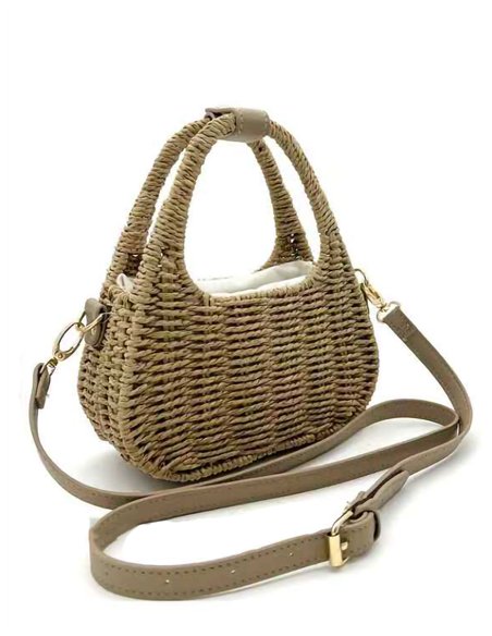 Bolso mini de rafia con asas redondas