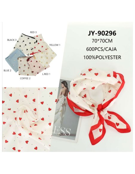 Heart print silk-feel square scarf | HY-JY-90297 | B2B