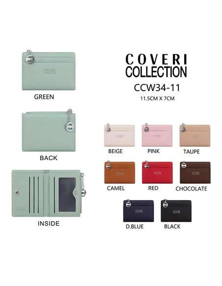 Porte-cartes plat avec fermeture éclair et fentes