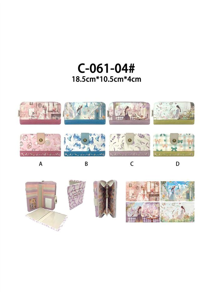 Cartera grande estampada con tarjetero extraíble