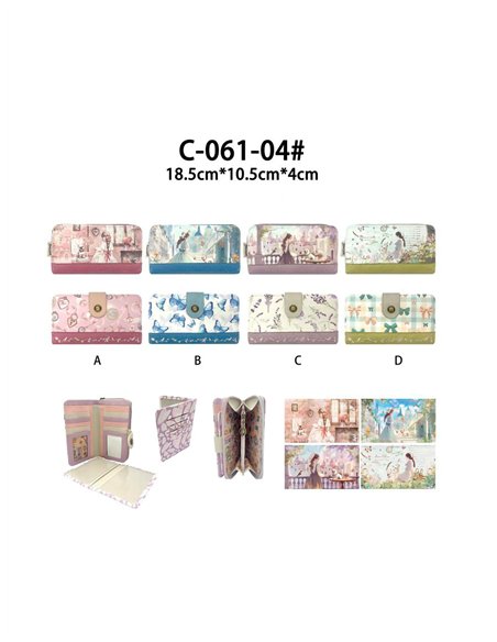 Cartera grande estampada con tarjetero extraíble