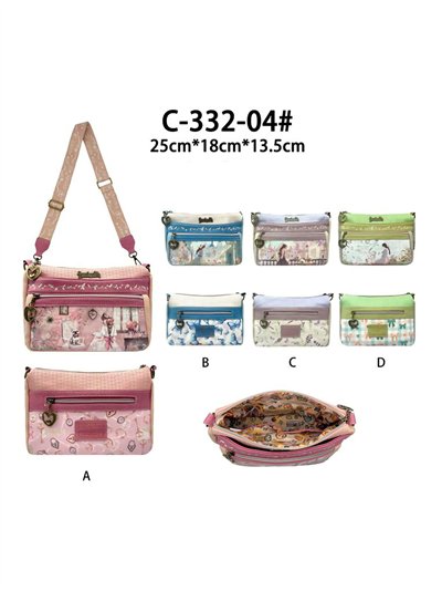 Bolsa de ombro estampada com vários bolsos 2