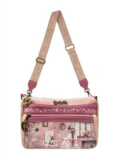 Bolsa de ombro estampada com vários bolsos